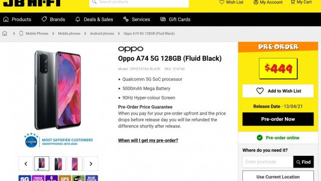 เผยสเปค OPPO A74 5G ใช้จอ LCD 90Hz ใช้กล้องหลังสี่ตัว สนนราคาหมื่นต้นๆ