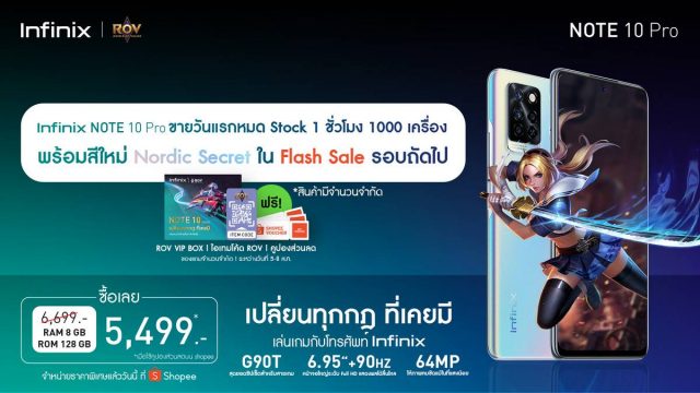 Infinix NOTE 10 Pro สร้างปรากฏการณ์โกยยอดขายวันแรก หมด Stock ใน 1 ชั่วโมง จำนวน 1,000 เครื่อง
