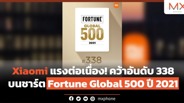Xiaomi แรงต่อเนื่อง! คว้าอันดับ 338 บนชาร์ต Fortune Global 500 ส่วน Apple อยู่เฉียดท็อปไฟว์