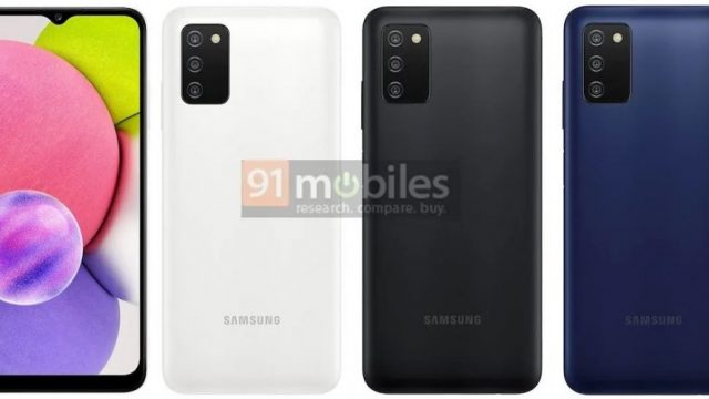 หลุดเรนเดอร์ Samsung Galaxy A03s ว่าที่น้องเล็กรุ่นใหม่ มีตัวเลือก 3 สี