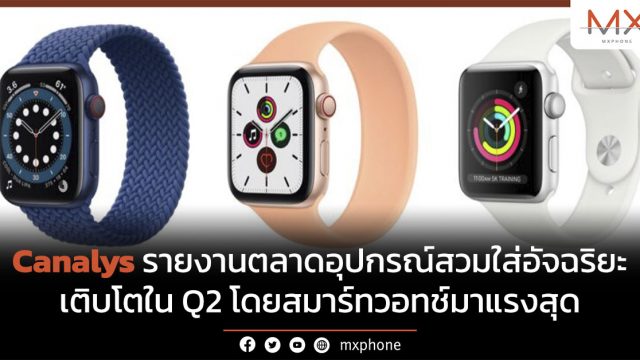 Canalys รายงานตลาดอุปกรณ์สวมใส่อัจฉริยะเติบโตใน Q2 โดยสมาร์ทวอทช์มาแรงสุด