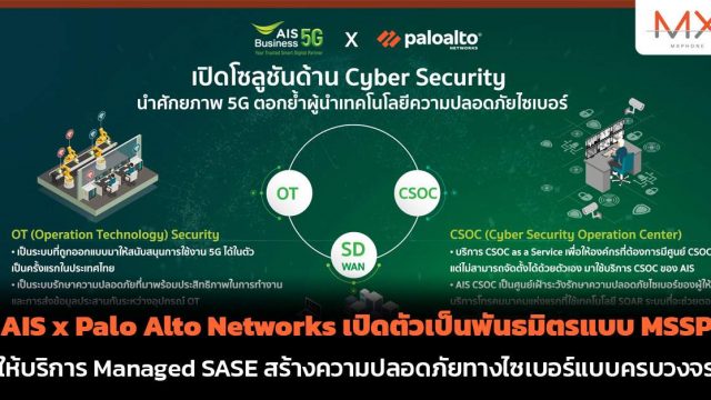 AIS x Palo Alto Networks เปิดตัวเป็นพันธมิตรแบบ MSSP ให้บริการ Managed SASE สร้างความปลอดภัยทางไซเบอร์แบบครบวงจร