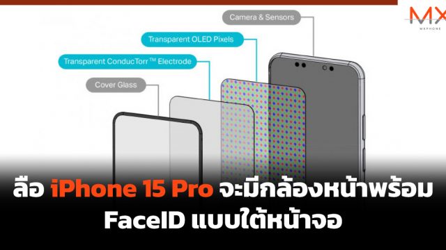 ลือ iPhone 15 Pro จะมีกล้องหน้าพร้อม FaceID แบบใต้หน้าจอ