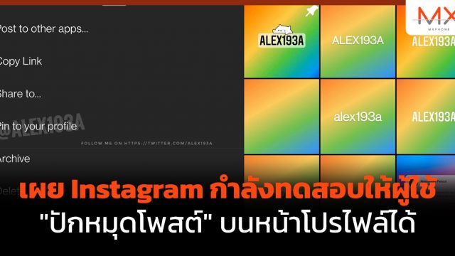 เผย Instagram กำลังทดสอบให้ผู้ใช้ “ปักหมุดโพสต์” บนหน้าโปรไฟล์ได้