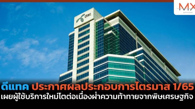 ดีแทค ประกาศผลประกอบการไตรมาส 1/65 เผยผู้ใช้บริการใหม่โตต่อเนื่องฝ่าความท้าทายจากพิษเศรษฐกิจ