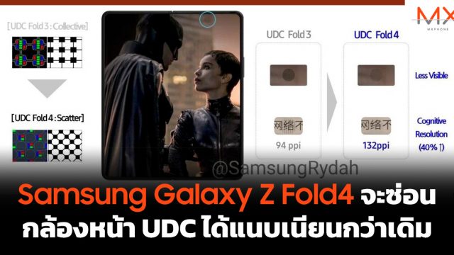 Samsung Galaxy Z Fold4 จะซ่อนกล้องหน้า UDC ได้แนบเนียนกว่าเดิม