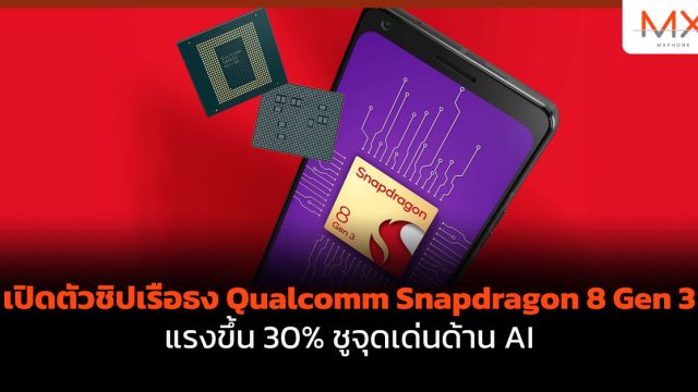 เปิดตัวชิปเรือธง Qualcomm Snapdragon 8 Gen 3 แรงขึ้น 30% ชูจุดเด่นด้าน AI
