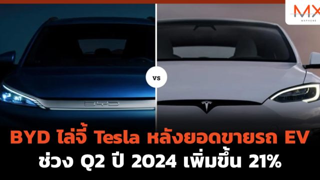 BYD ไล่จี้ Tesla หลังยอดขายรถ EV ช่วง Q2 ปี 2024 เพิ่มขึ้น 21%