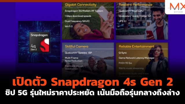 เปิดตัว Snapdragon 4s Gen 2 ชิป 5G รุ่นใหม่ราคาประหยัด เน้นมือถือรุ่นกลางถึงล่าง