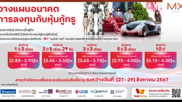 โอกาสลงทุนใน “ทรู คอร์ปอเรชั่น” กับหุ้นกู้ชุดใหม่ ดอกเบี้ย [2.85 – 4.30]% ต่อปี คาดเปิดให้จองซื้อ 27 – 29 ส.ค. 2567