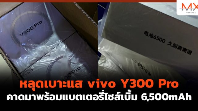 หลุดเบาะแส vivo Y300 Pro คาดมาพร้อมแบตเตอรี่ไซส์เบิ้ม 6,500mAh