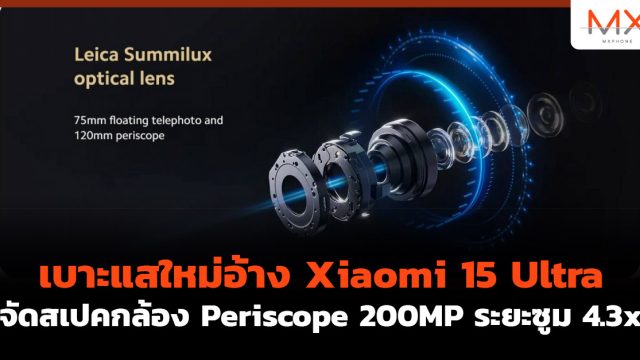 เบาะแสใหม่อ้าง Xiaomi 15 Ultra จัดสเปคกล้อง Periscope 200MP ระยะซูม 4.3x