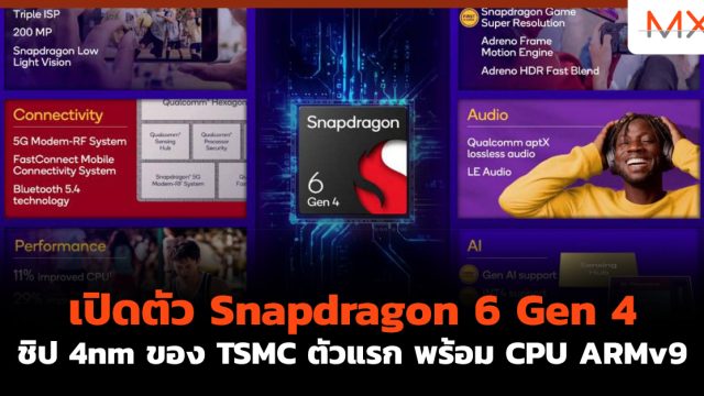 เปิดตัว Snapdragon 6 Gen 4 ชิป 4nm ของ TSMC ตัวแรก พร้อม CPU ARMv9