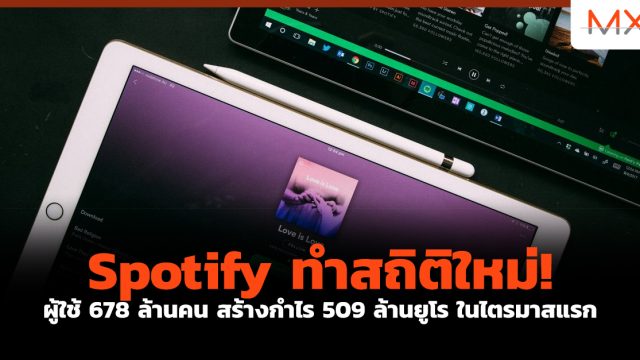 Spotify ทำสถิติใหม่! ผู้ใช้ 678 ล้านคน สร้างกำไร 509 ล้านยูโร ในไตรมาสแรก