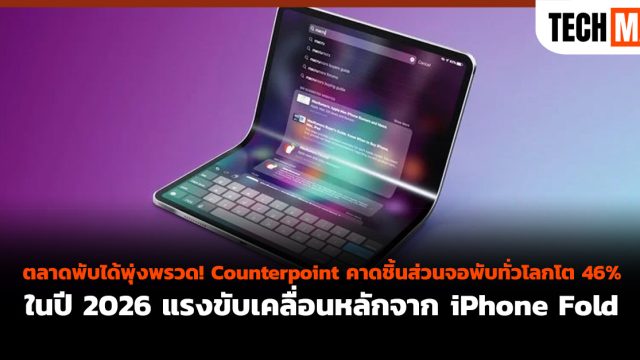 ตลาดพับได้พุ่งพรวด! Counterpoint คาดชิ้นส่วนจอพับทั่วโลกโต 46% ในปี 2026 แรงขับเคลื่อนหลักจาก iPhone Fold