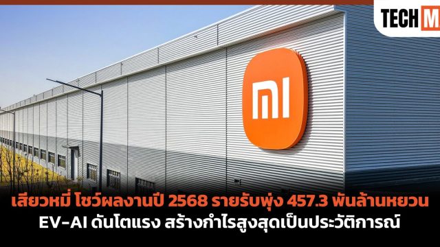 เสียวหมี่ โชว์ผลงานปี 2568 รายรับพุ่ง 457.3 พันล้านหยวน EV-AI ดันโตแรง สร้างกำไรสูงสุดเป็นประวัติการณ์